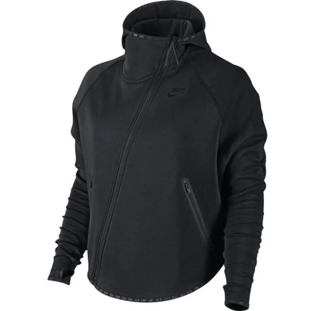 Nike Hoodie Tech Fleece Butterfly Zip Up Thumbhole Long Sleeve Sweater Black S